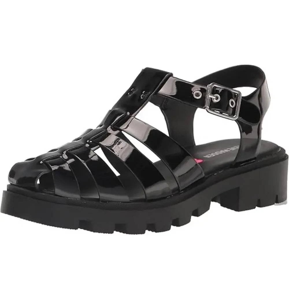 Steve Madden Dory Sandals Girls US 5Y M Black Adjustable Strap Platform NCZ342